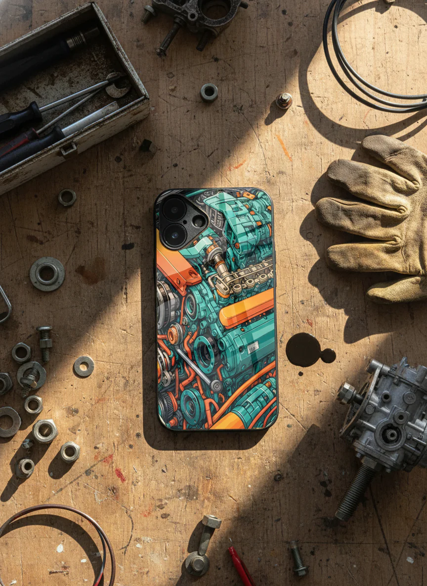 Aesthetic Engine-ry Premium Glass Back Cover For iPhone 11-17 Models - Image 3