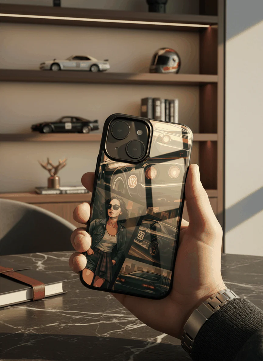 Drag Cars Premium Glass Back Cover For iPhone 11-17 Models - Image 13