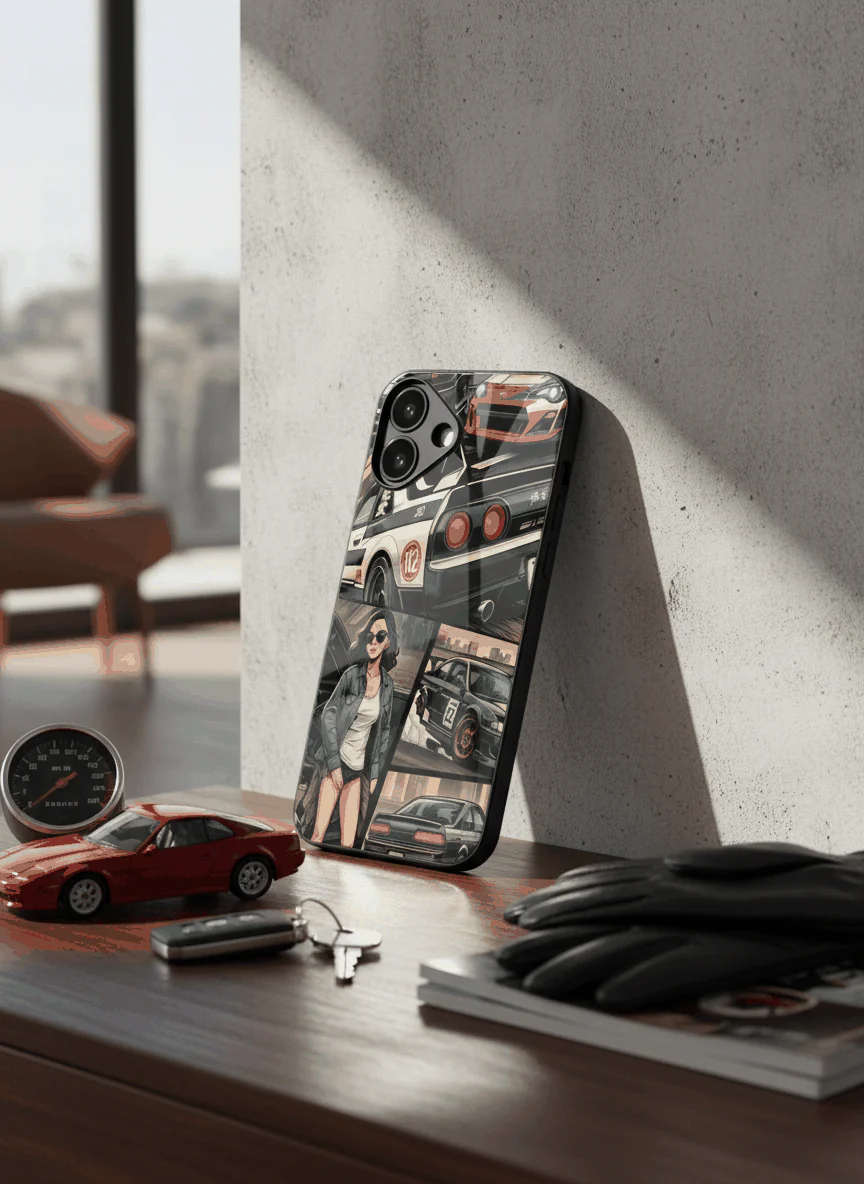 Drag Cars Premium Glass Back Cover For iPhone 11-17 Models - Image 14