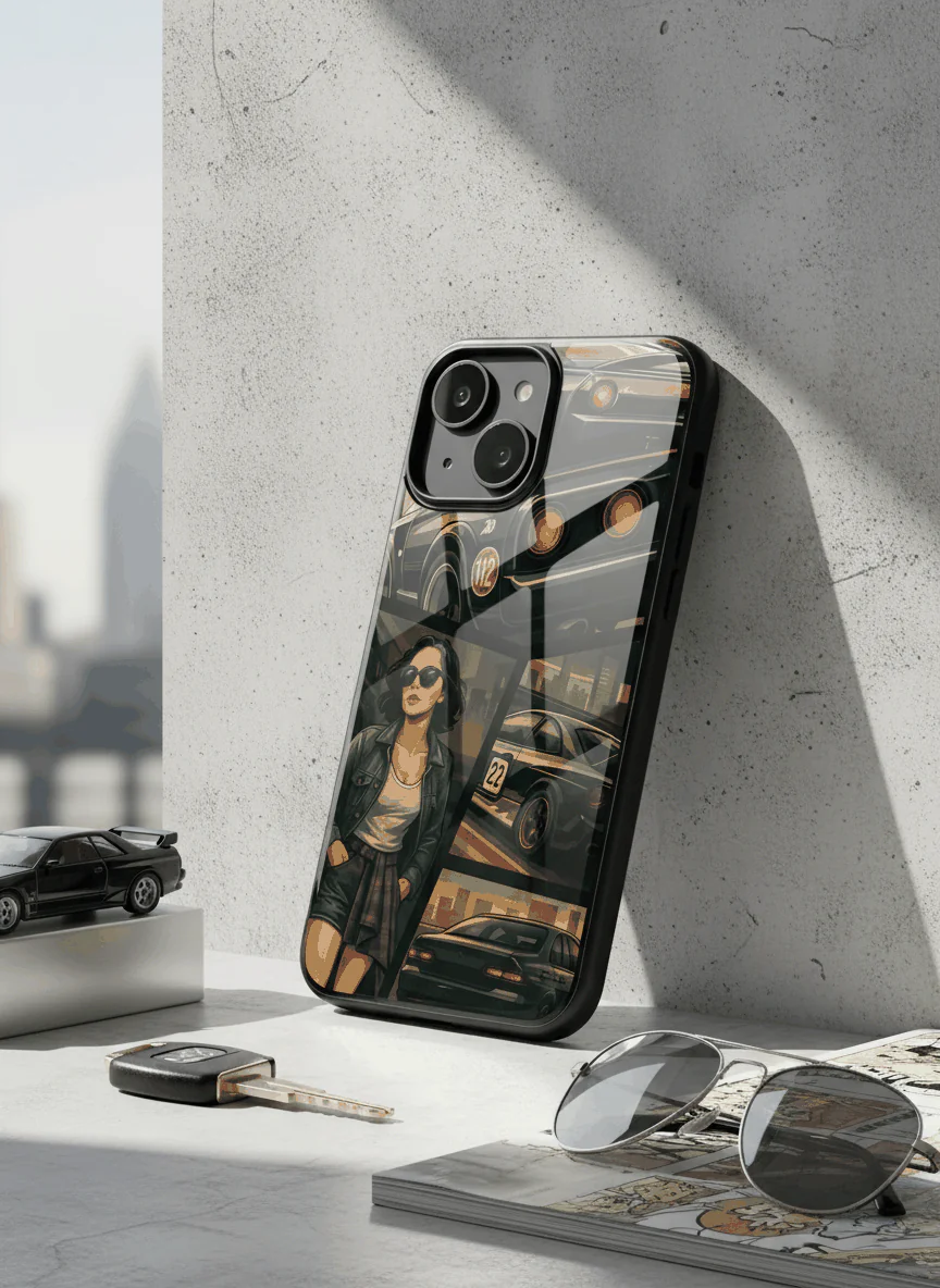 Drag Cars Premium Glass Back Cover For iPhone 11-17 Models - Image 4
