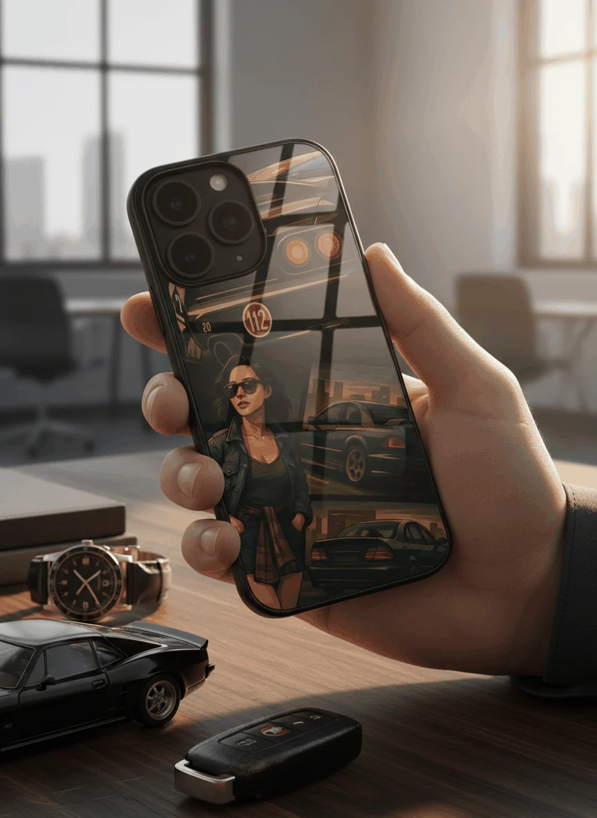 Drag Cars Premium Glass Back Cover For iPhone 11-17 Models - Image 8