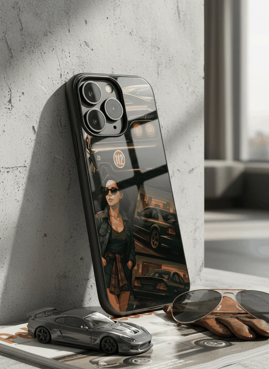 Drag Cars Premium Glass Back Cover For iPhone 11-17 Models - Image 9