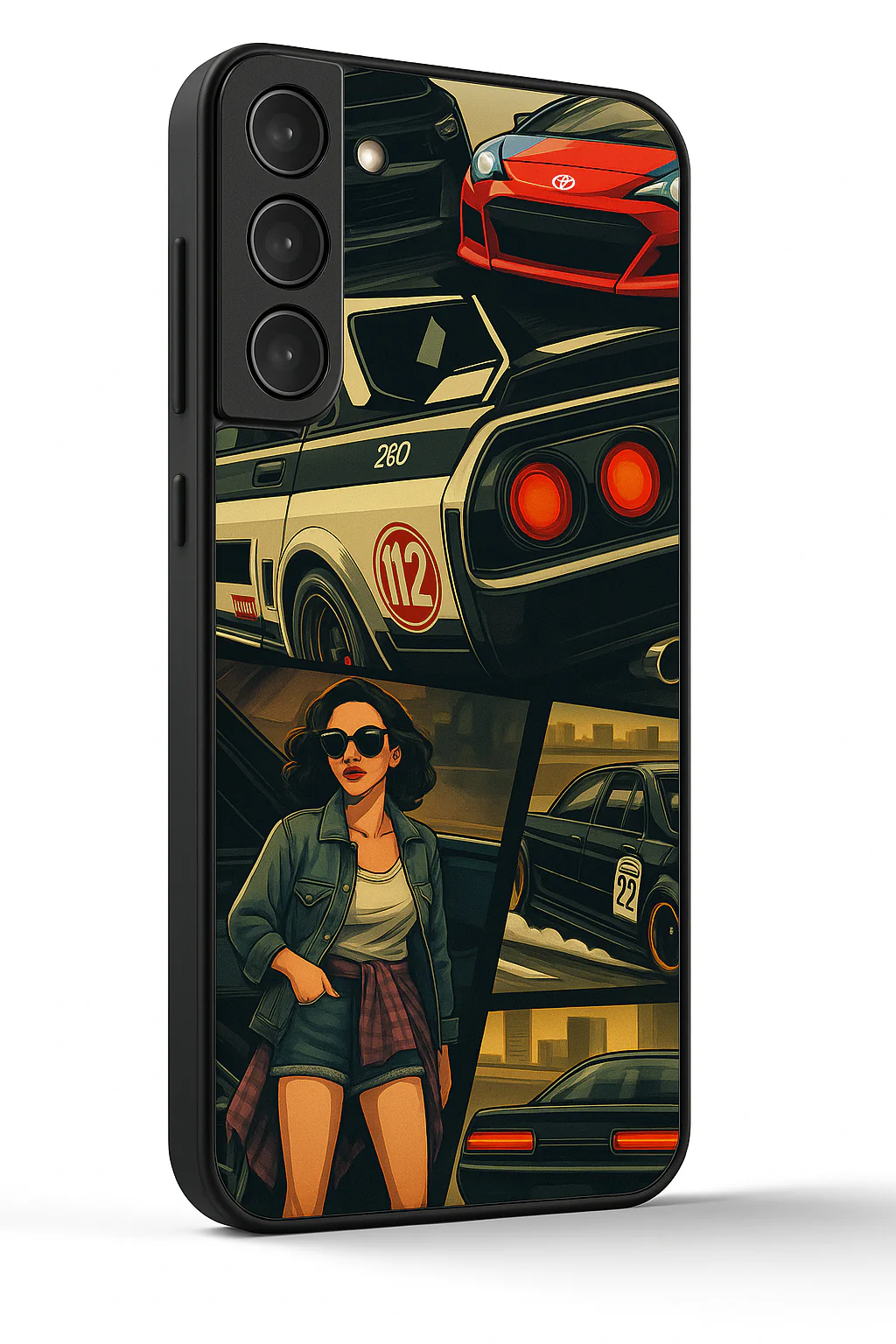 Drag Cars Premium Glass Back Cover For Galaxy S, A, M & F Series - Image 3