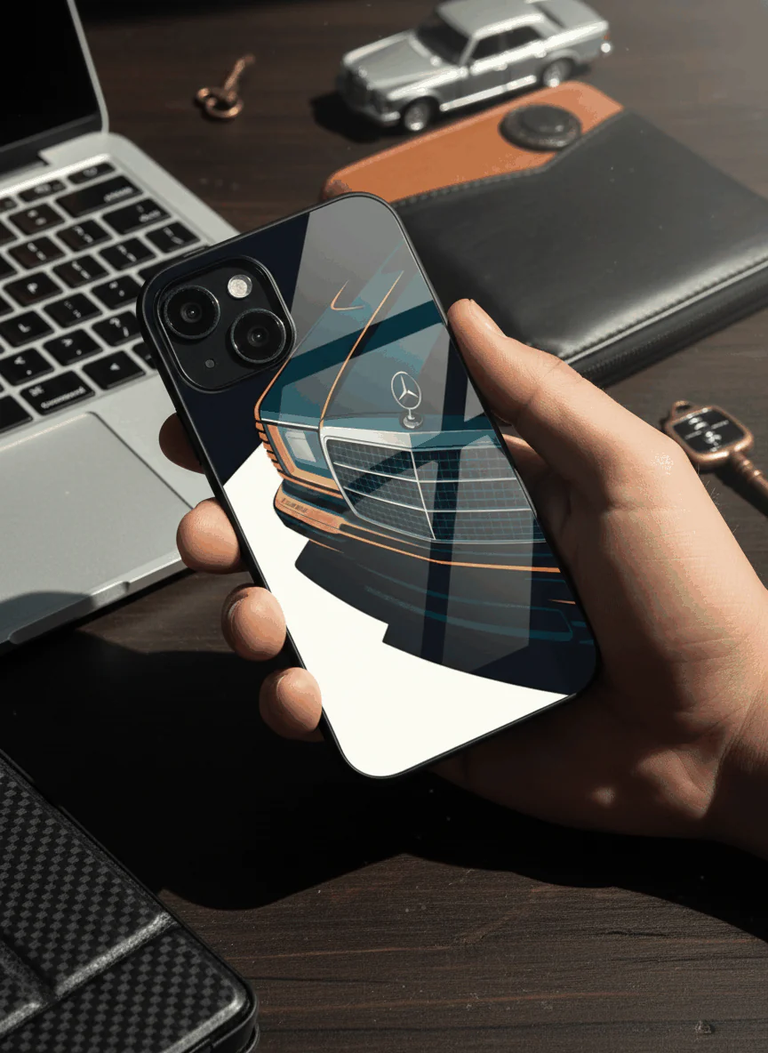 Minimal Car Sketch Premium Glass Back Cover For iPhone 11-17 Models - Image 10