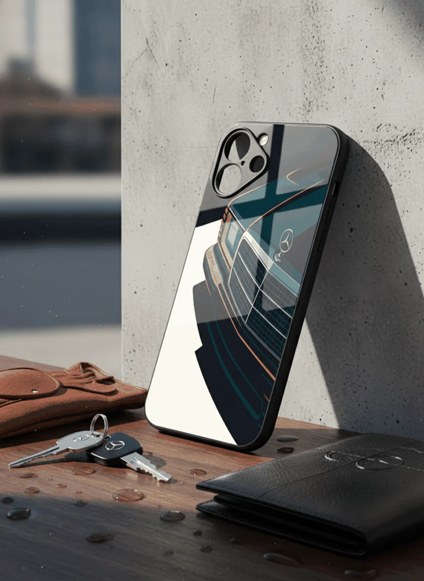 Minimal Car Sketch Premium Glass Back Cover For iPhone 11-17 Models - Image 11