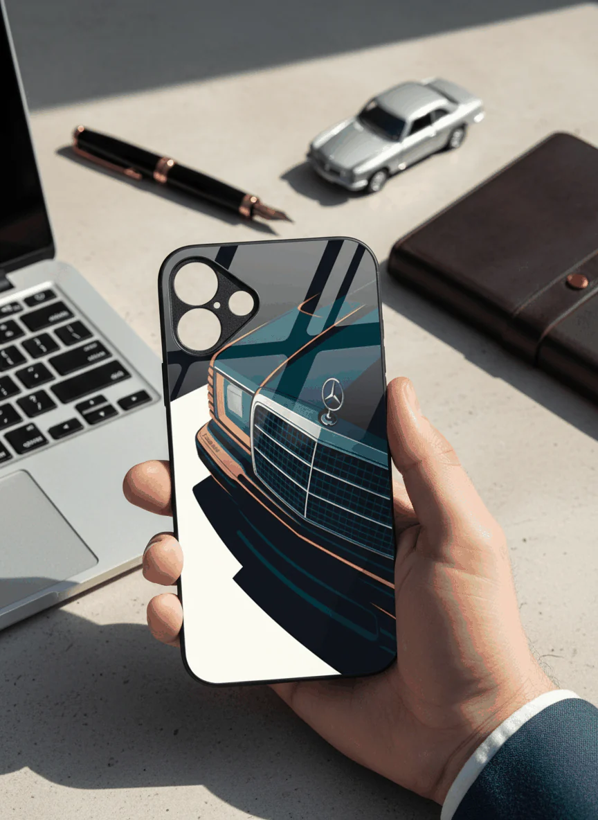 Minimal Car Sketch Premium Glass Back Cover For iPhone 11-17 Models - Image 6