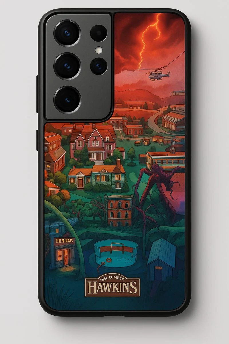 STRANGER THINGS- Hawkins Cinematic Map Premium Glass Back Cover For Galaxy S, A, M & F Series - Image 7