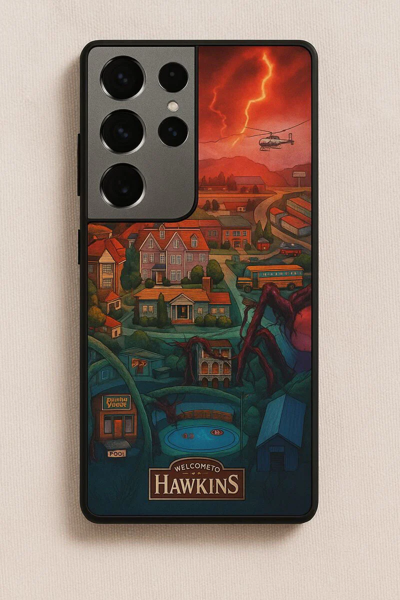 STRANGER THINGS- Hawkins Cinematic Map Premium Glass Back Cover For Galaxy S, A, M & F Series - Image 8