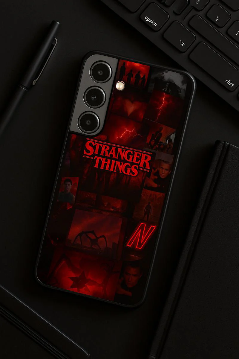 STRANGER THINGS- Red Realm Edit Premium Glass Back Cover For Galaxy S, A, M & F Series - Image 4