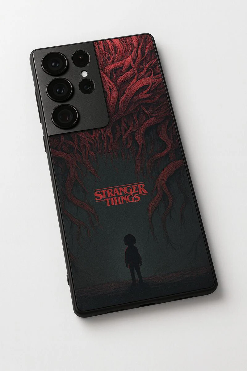 STRANGER THINGS- Stranger Dark Roots Premium Glass Back Cover For Galaxy S, A, M & F Series - Image 3