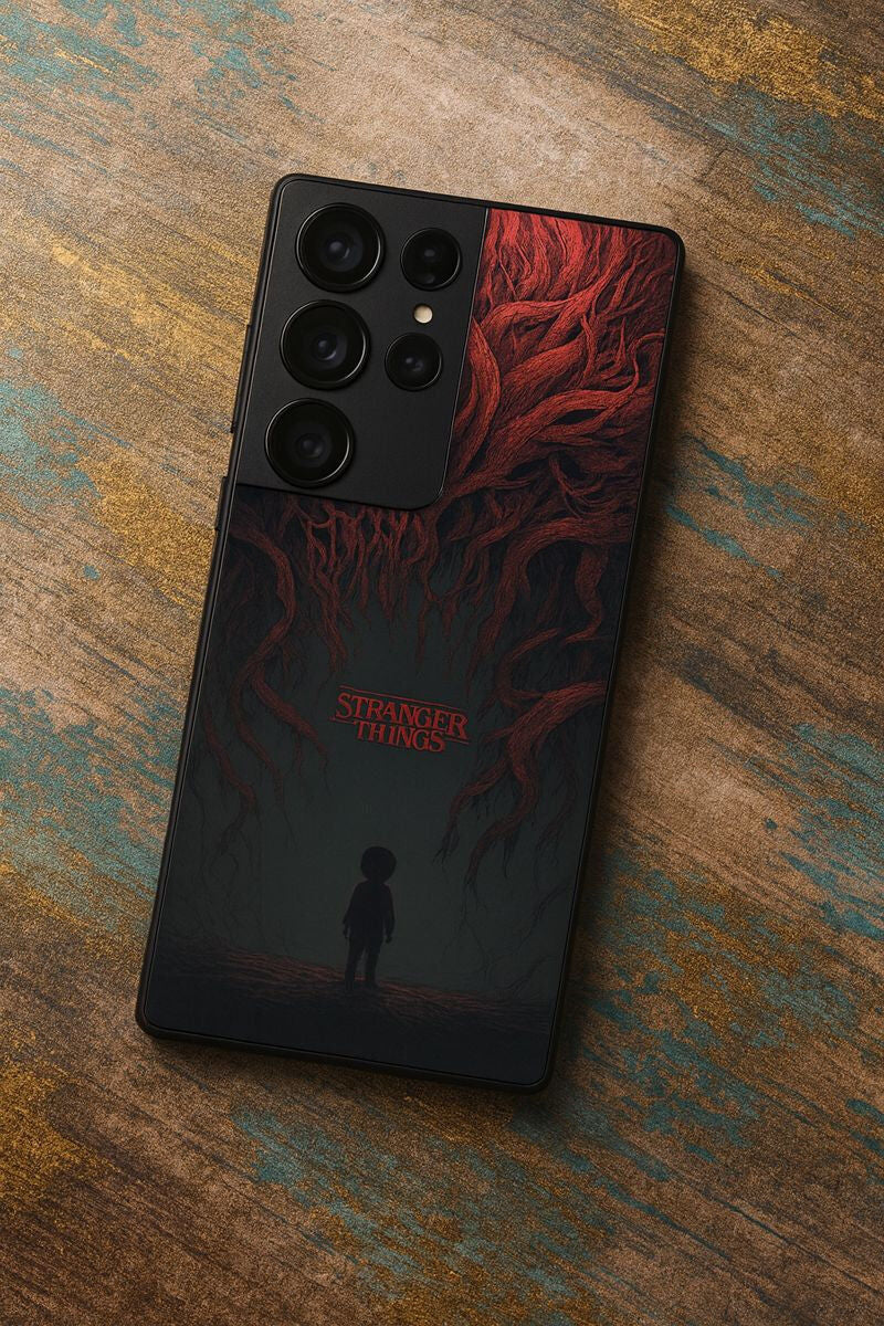 STRANGER THINGS- Stranger Dark Roots Premium Glass Back Cover For Galaxy S, A, M & F Series - Image 4