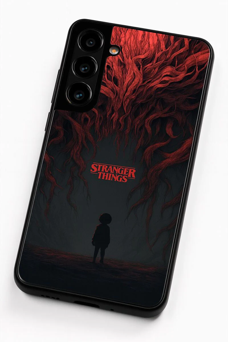 STRANGER THINGS- Stranger Dark Roots Premium Glass Back Cover For Galaxy S, A, M & F Series - Image 5
