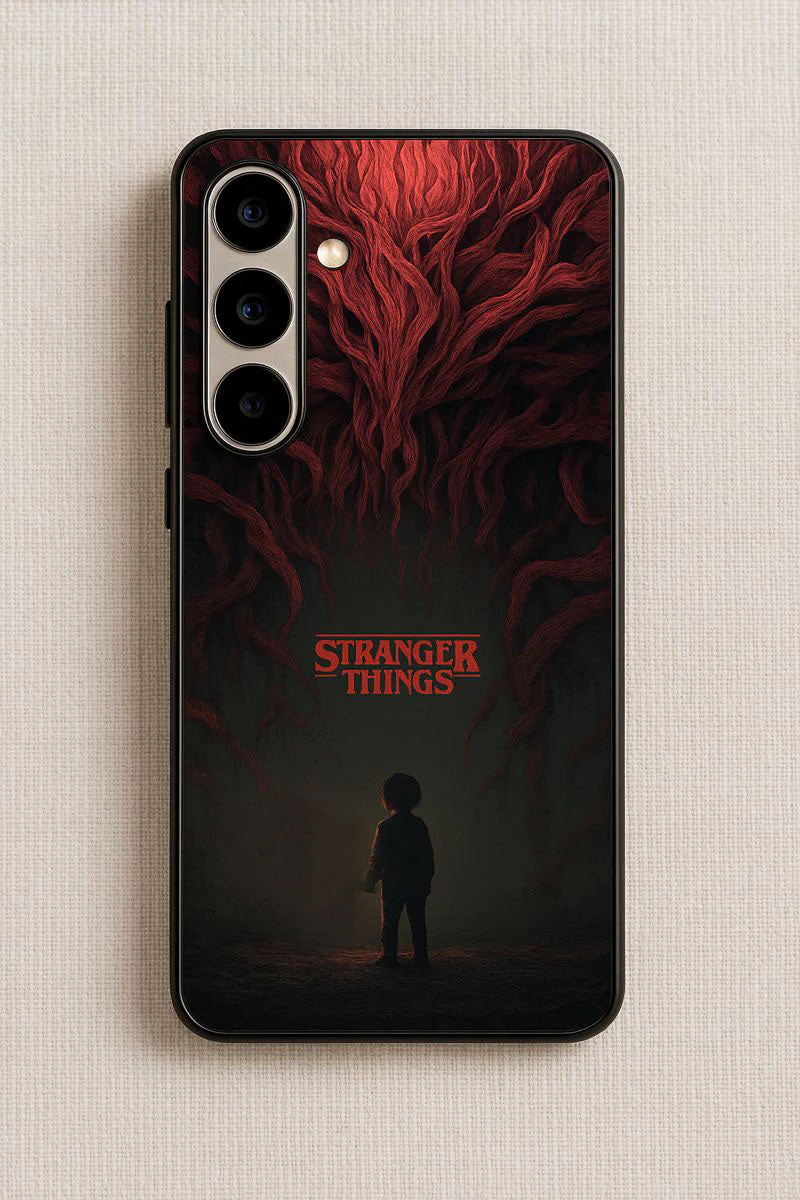 STRANGER THINGS- Stranger Dark Roots Premium Glass Back Cover For Galaxy S, A, M & F Series - Image 8