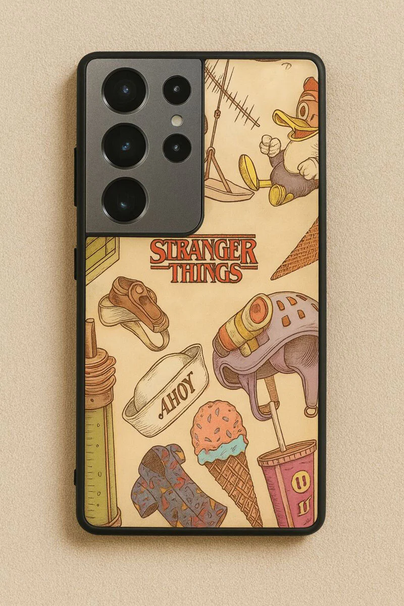 STRANGER THINGS- Stranger Things Doodle Art Premium Glass Back Cover For Galaxy S, A, M & F Series - Image 4