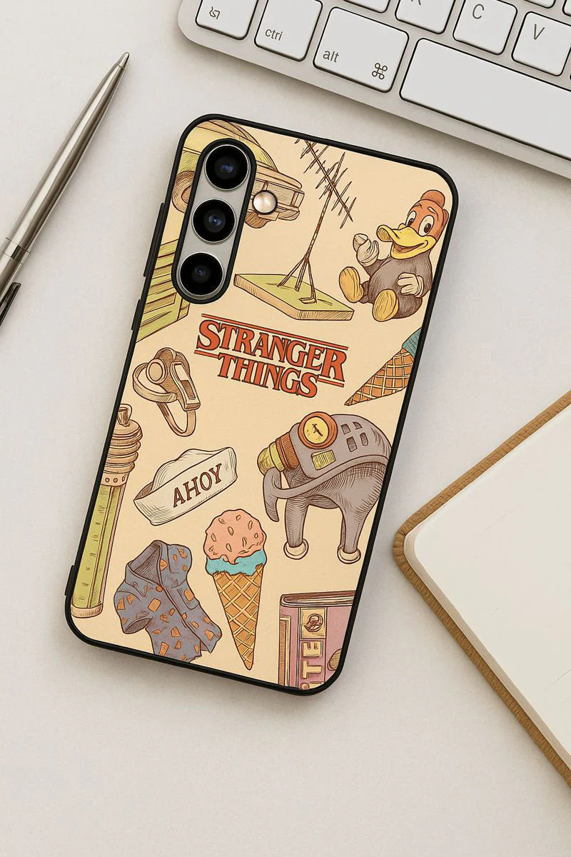 STRANGER THINGS- Stranger Things Doodle Art Premium Glass Back Cover For Galaxy S, A, M & F Series - Image 5