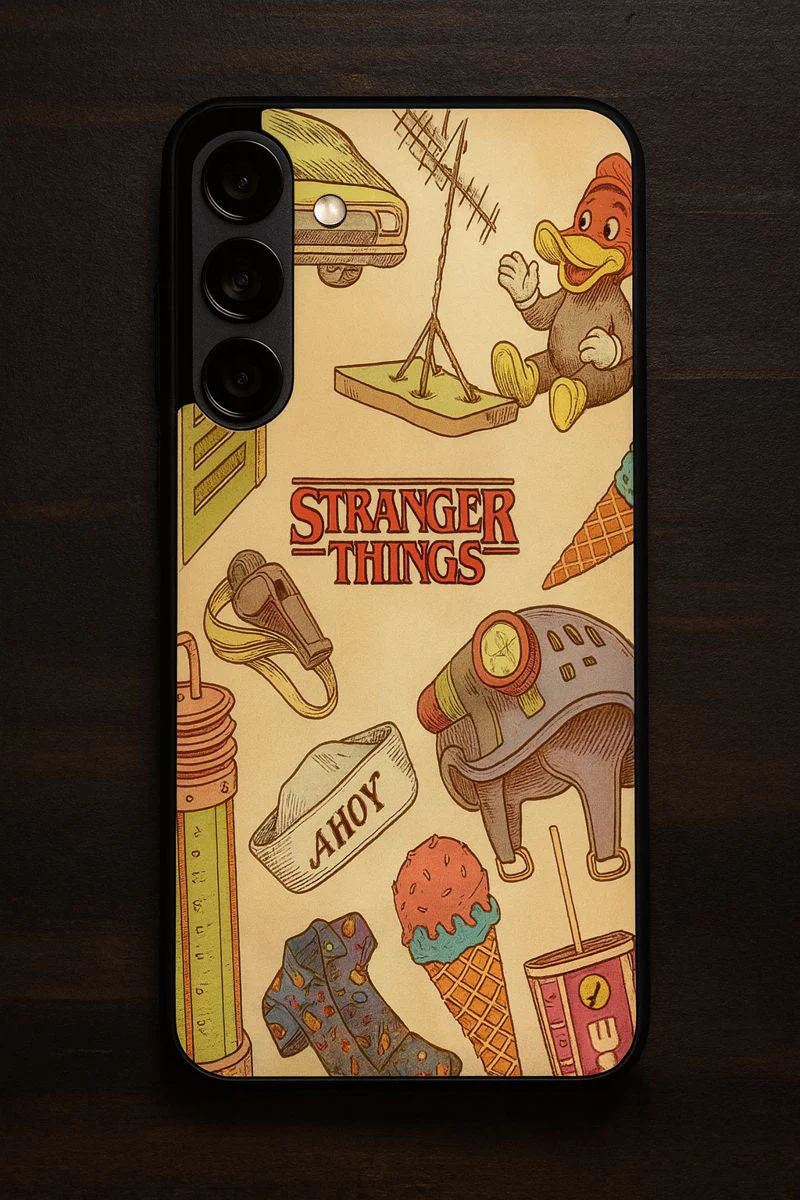 STRANGER THINGS- Stranger Things Doodle Art Premium Glass Back Cover For Galaxy S, A, M & F Series - Image 6