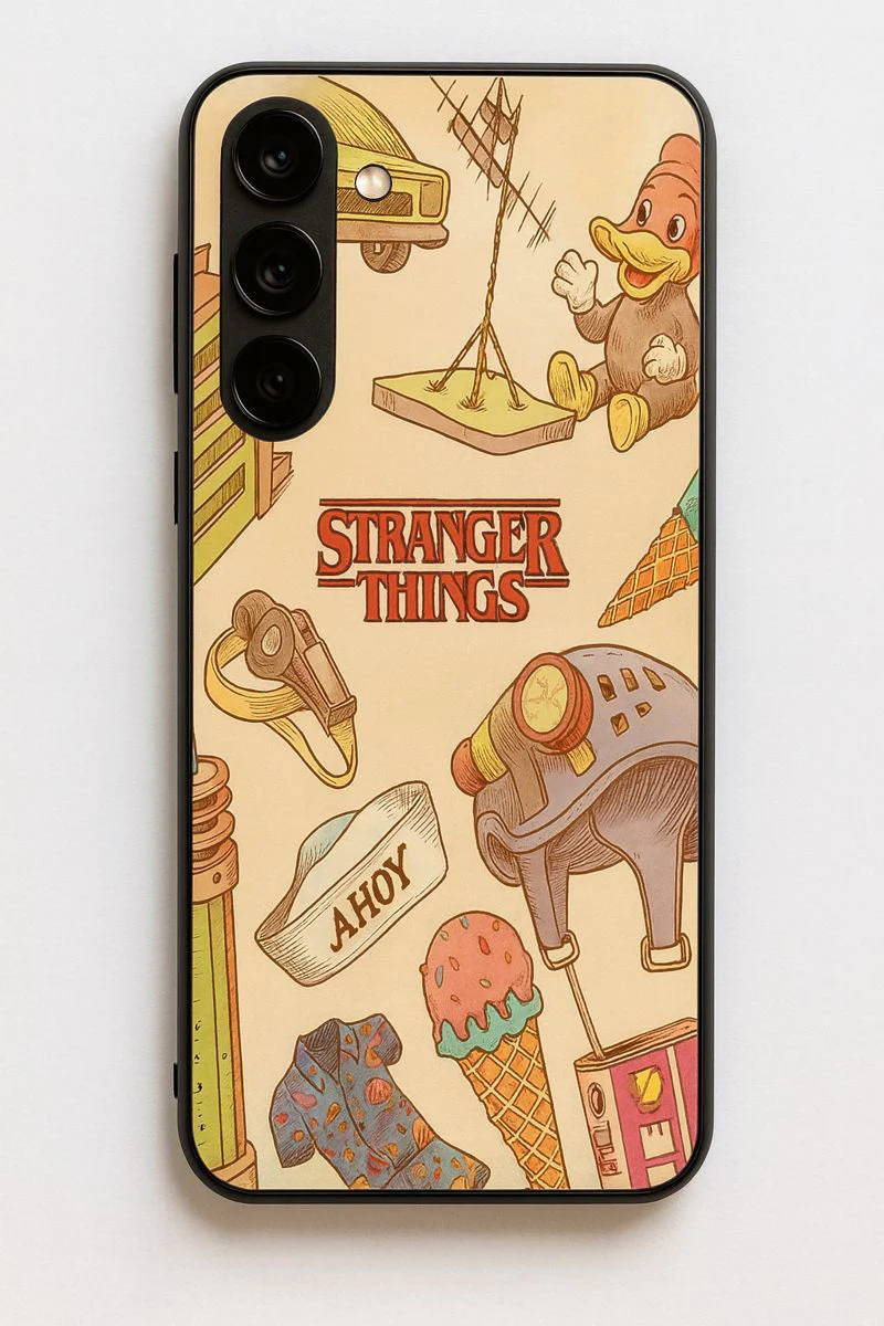 STRANGER THINGS- Stranger Things Doodle Art Premium Glass Back Cover For Galaxy S, A, M & F Series - Image 7