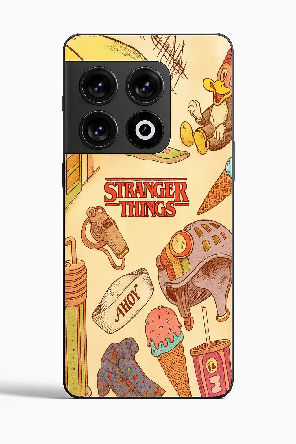 STRANGER THINGS- Stranger Things Doodle Art Premium Glass Back Cover For One Plus 13, 12, 11, 10, Nord Series - Image 3