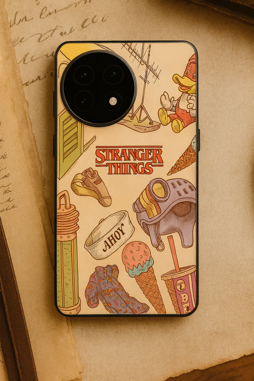 STRANGER THINGS- Stranger Things Doodle Art Premium Glass Back Cover For One Plus 13, 12, 11, 10, Nord Series - Image 5