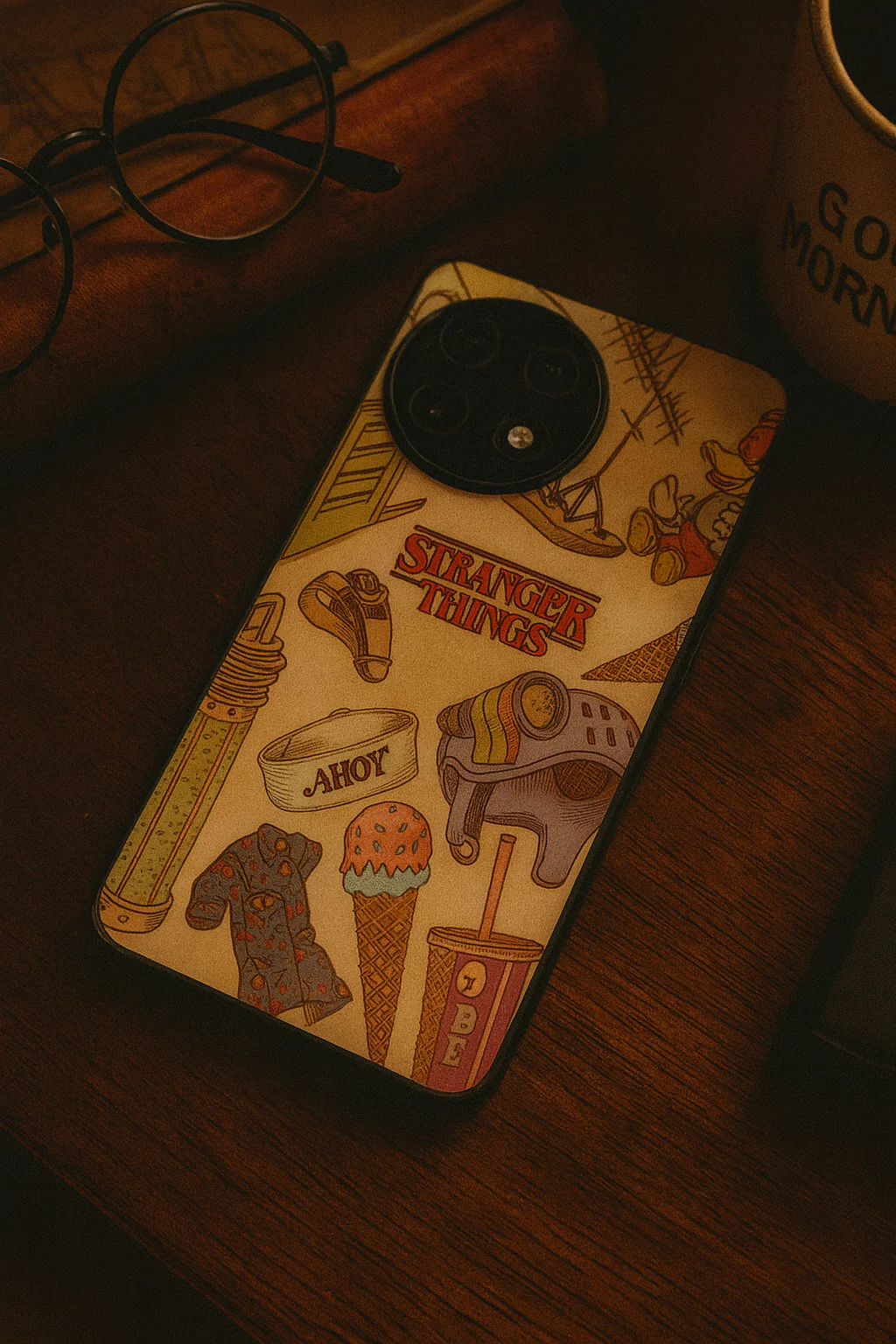 STRANGER THINGS- Stranger Things Doodle Art Premium Glass Back Cover For One Plus 13, 12, 11, 10, Nord Series - Image 6