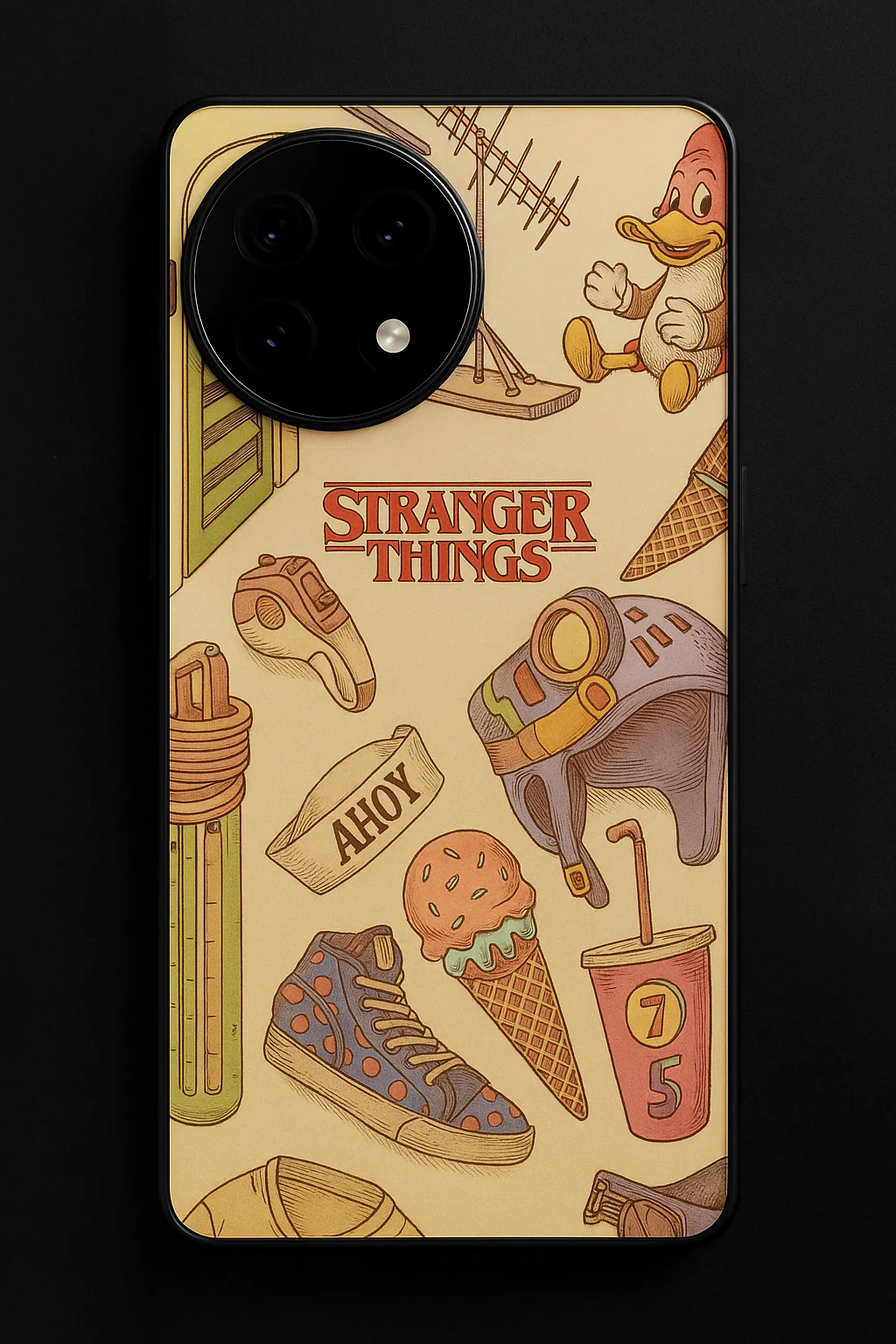 STRANGER THINGS- Stranger Things Doodle Art Premium Glass Back Cover For One Plus 13, 12, 11, 10, Nord Series - Image 8