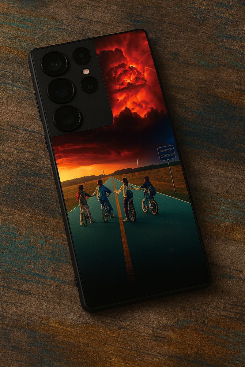 STRANGER THINGS- The Four Riders Premium Glass Back Cover For Galaxy S, A, M & F Series - Image 4